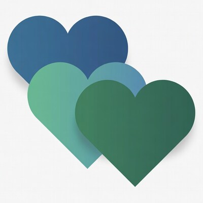 Stacked Blue Green Hearts