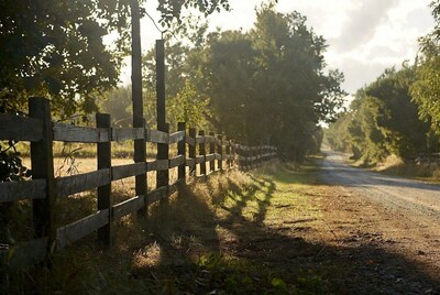 Wooden fence along rural path