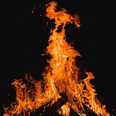 Blazing Fire on Black Background
