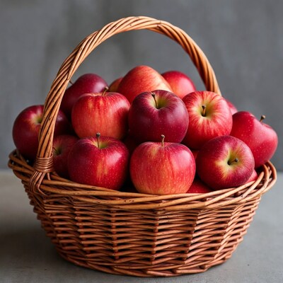 Red Apples in Wicker Basket