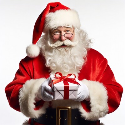 Santa Claus holding gift box