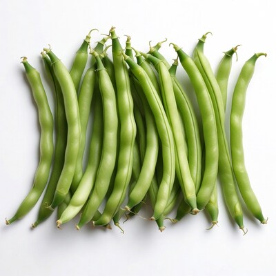 Fresh Green Beans on White Background
