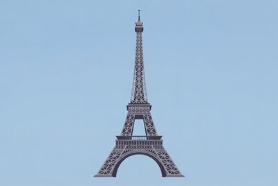 Eiffel Tower illustration on blue background