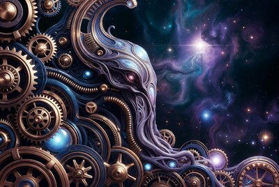 Steampunk Elephant in Cosmic Gears