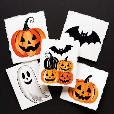 Halloween Jack-o-Lanterns Bats Ghost Prints