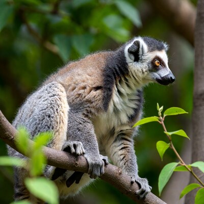 Ring-tailed lemur on tree branch