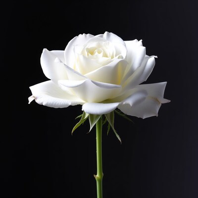 White Rose on Black Background