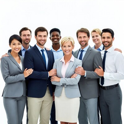 Diverse business team standing together