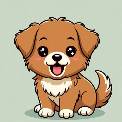 Cute cartoon puppy smiling