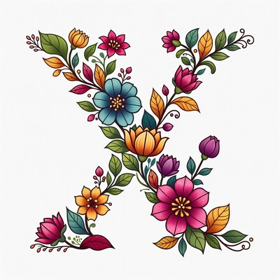 Floral X Letter Illustration