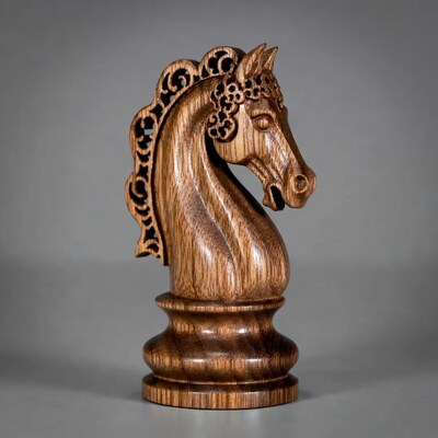 Wooden Carved Knight Chess Piece