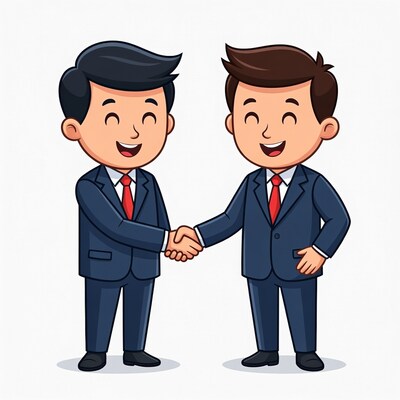 Two men shaking hands illustration