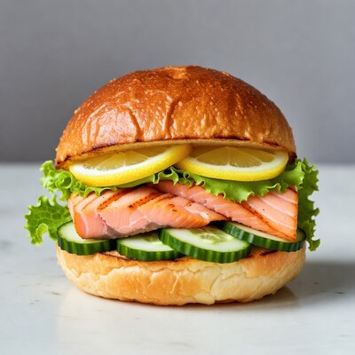 Salmon Burger with Lemon and Cucumber