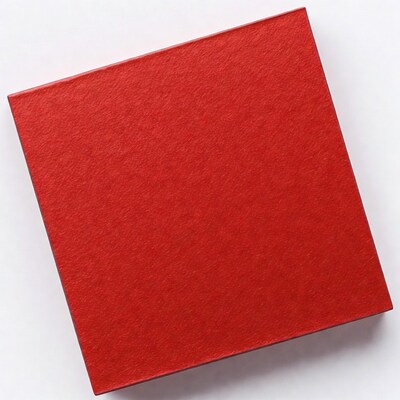 Red textured cardboard box