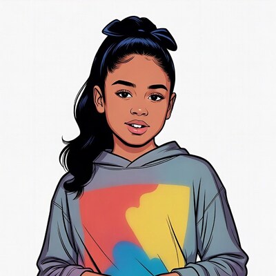 Black girl with ponytail and hoodie