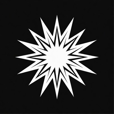 White Starburst on Black Background