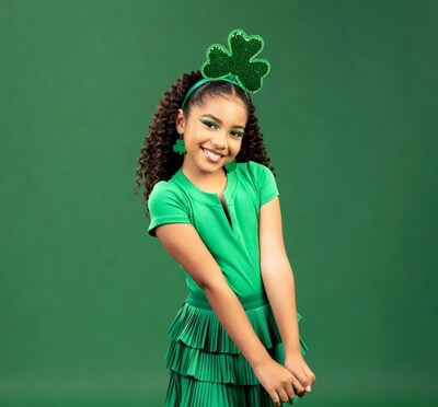 Girl in green St Patricks Day outfit