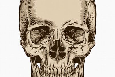 Skull illustration on white background