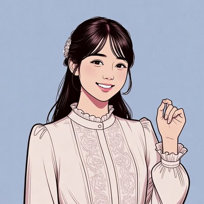 Asian woman smiling in white lace dress