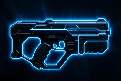 Futuristic Neon Blue Rifle