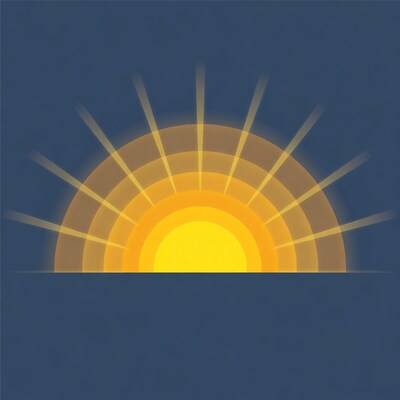 Sunset with rays on navy background