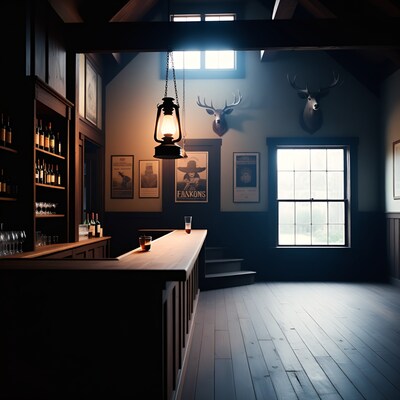 Rustic Wooden Saloon Bar Interior