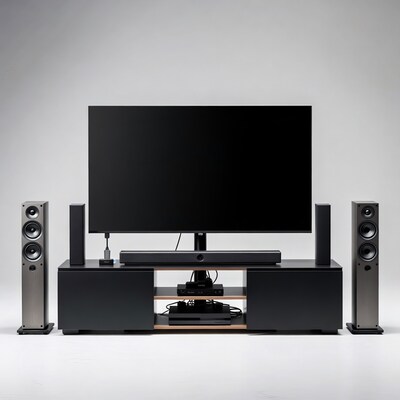 Home theater system with TV and speakers