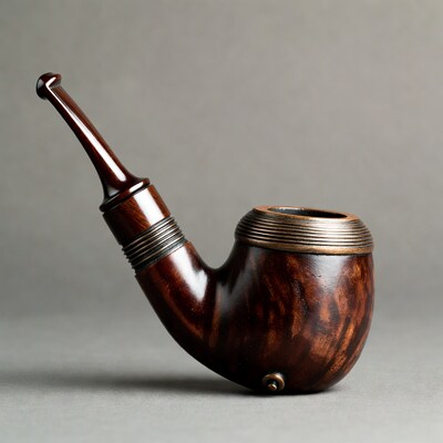 Curved wooden tobacco pipe