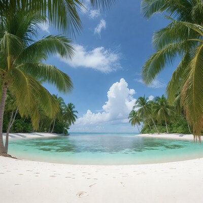 Tropical beach with palm trees