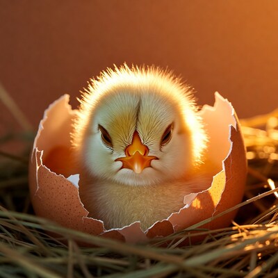 Chick hatching from egg