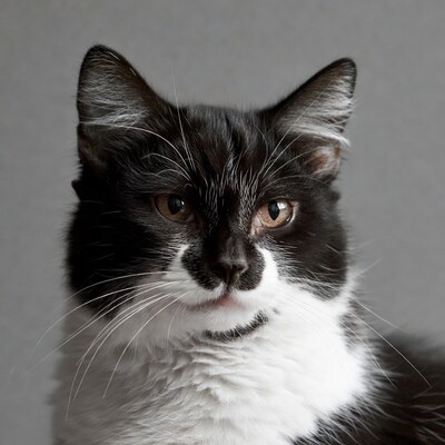 Black and white cat close-up