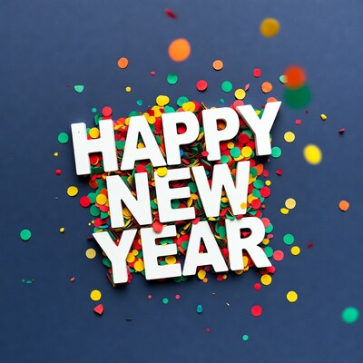 Happy New Year with confetti