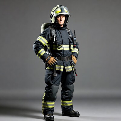 Firefighter standing in full gear