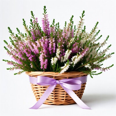 Pink White Heather Basket