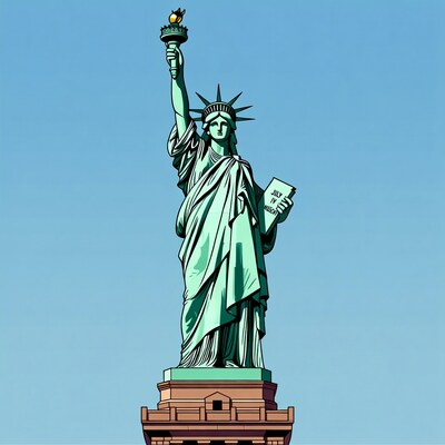 Statue of Liberty holding July 4th sign