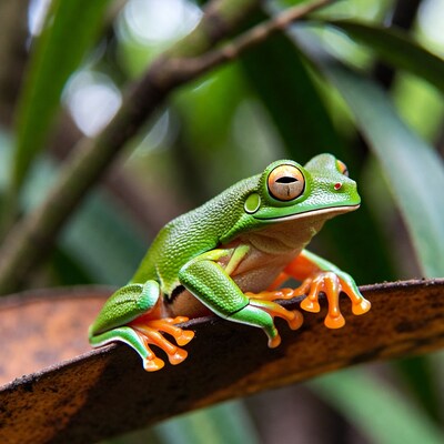 Red-eyed tree frog on branch