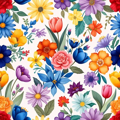 Colorful Flowers Seamless Pattern