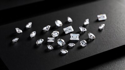 Scattered Diamonds on Black Background