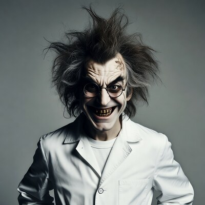 Mad Scientist Man Grinning