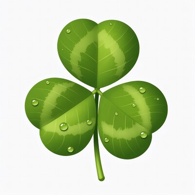 Four-leaf clover with water droplets