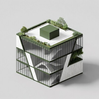 Modern Green Roof Glass Building