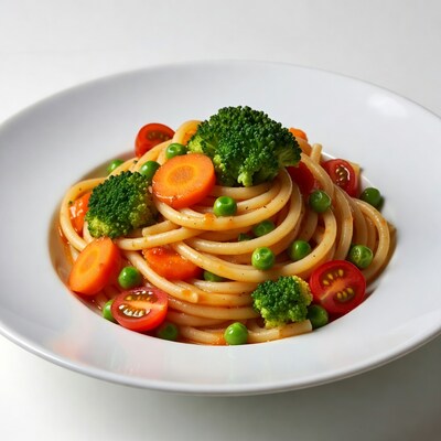 Vegetable Pasta in White Bowl