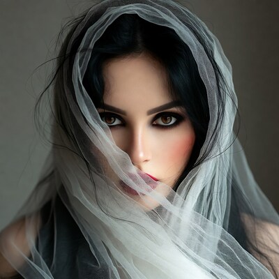 Woman with sheer veil portrait