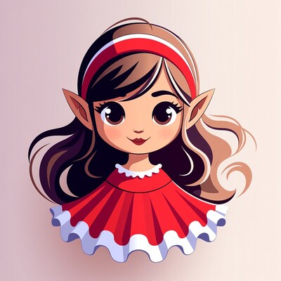 Cute elf girl in red dress