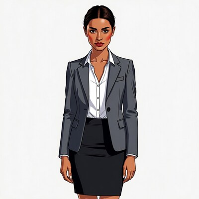 Indian woman in gray business suit