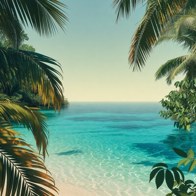 Tropical beach with palm trees