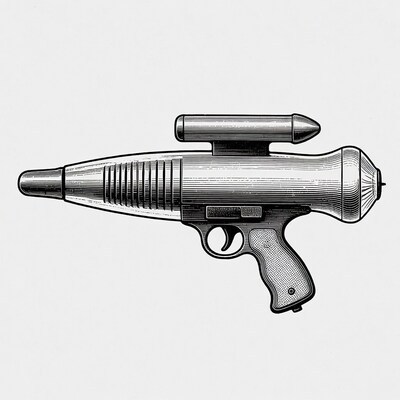 Engraved Ray Gun Illustration