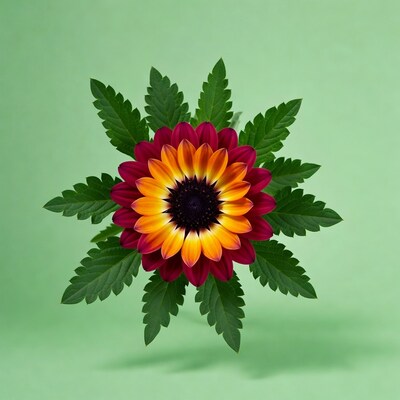 Vibrant Gerbera Daisy with Leaves