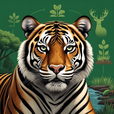 Tiger in lush green forest