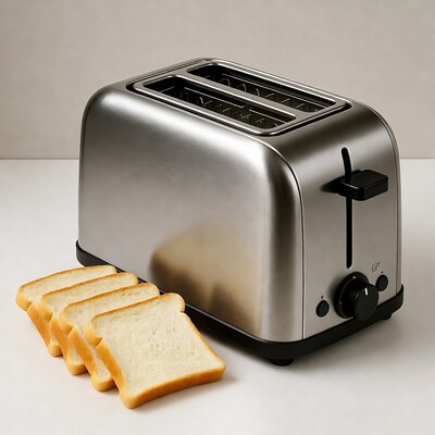 Silver Toaster with Sliced Bread